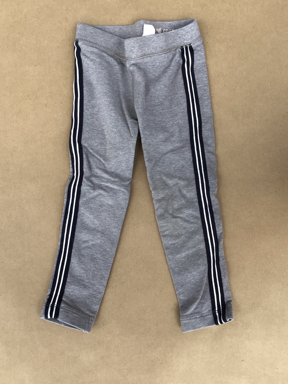 Girls' Grey Leggings with Navy Stripe Side By crewcuts